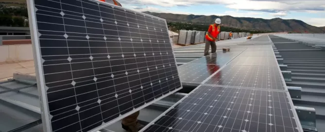 Solar Installers carrying solar panels