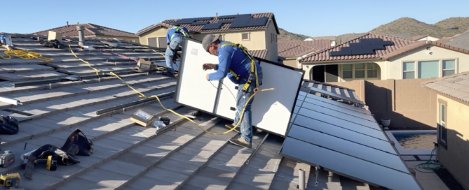 Solar Installer Doing A Residential Installation