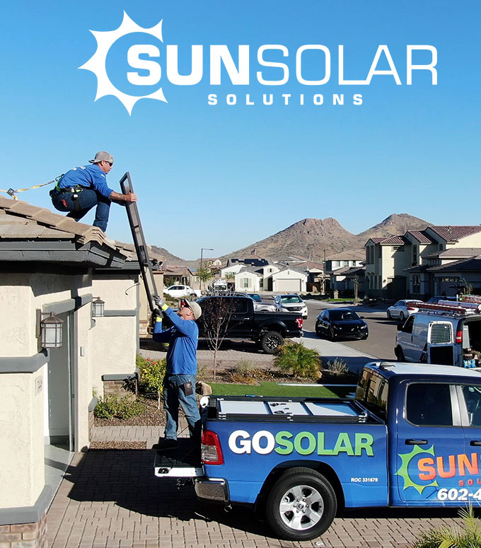 SUNSOLAR SOLUTIONS Installer Handing Over A Solar Panel