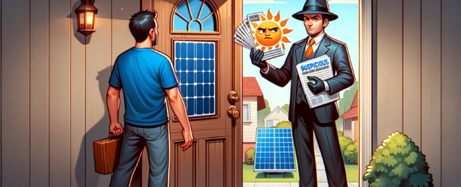 Solar representative soliciting at a consumers front door trying to sell a solar plan